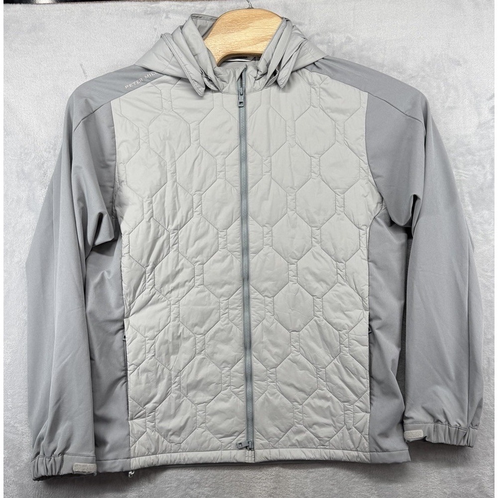 Peter Millar‎ Rush Hooded Jacket Gray MS24EZ37 Quilted Classic Fit Men's M NOWT